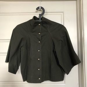 Green military style cropped jacket